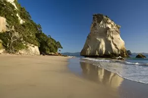 Cathedral Cove - cliffs and artfully sculpted rock formation at beach of Cathedral Cove