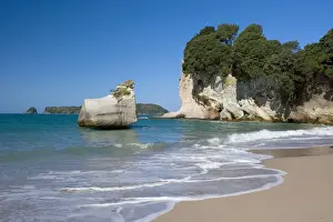 Sea Stacks Prints: Cathedral Cove by erosion artfully sculpted rock formation and cliffs at the beach of Cathedral Cove Cathedral Cove