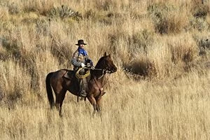 Images Dated 3rd September 2005: Cattleman riding Quarter / Paint Horse