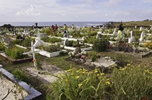 Images Dated 31st October 2004: Cemetery (on All SaintsՠDay) at Hanga Roa, principal