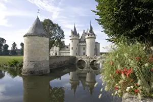 Bridge Prints: Chateau of Sully-sur-Loire, France - Towers of the classic medieval fortress of Chateau of Sully-sur-Loire