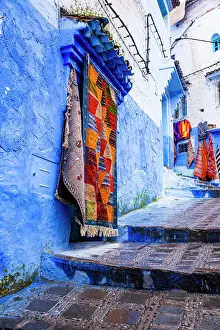 Morocco Prints: Chefchaouen, Morocco. Blue washed buildings Date: 25-04-2018