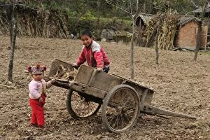 Images Dated 18th October 2009: Children - playing with hand wheelbarrow