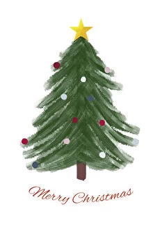 Christmas Tree Illustration with baubles