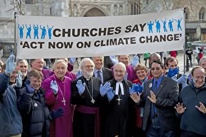Demonstration Gallery: Church leaders with banner outside Houses of Parliament