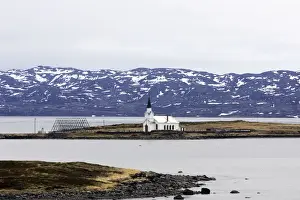 Fjords Prints: Church of Nesseby. Varanger fjord - Norway