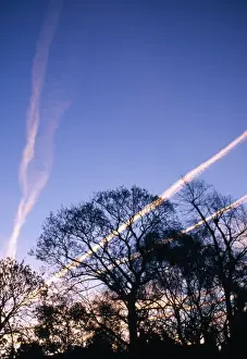 Aeroplane Prints: Clouds - aircraft vapour trails at sunset