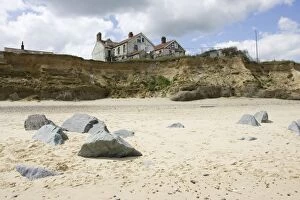 Images Dated 19th June 2008: Collapsing houses on cliff edge severe coastal erosion Happisburgh North Norfolk Coast UK