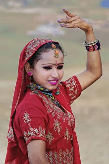Colorful Indian girl in traditional sari