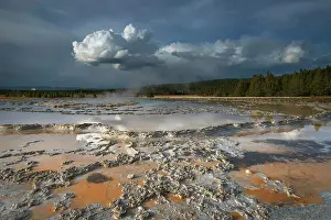 Yellowstone Prints: Colorful travertine formations at Great Fountain Geyser
