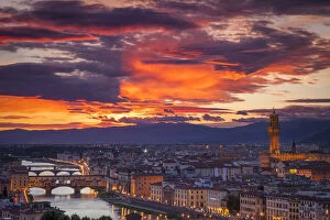 Colorful view over Florence from Piazale