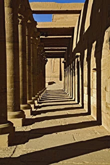 Images Dated 29th April 2008: Columns casting shadows, Temple of Philae