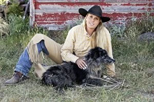 Images Dated 31st August 2005: Cowgirl - with dog