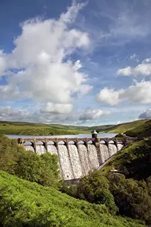 Bridge Prints: Craig Goch Dam - showing excess water flowing through the arches - Elan Valley - Mid-Wales - UK