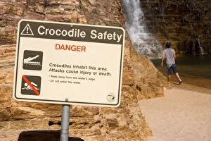 Images Dated 26th June 2008: Crocodile safety sign - a crocodile safety sign