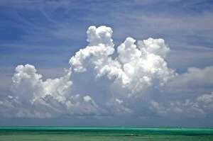 Cumulonimbus clouds and thunderstorm approaching beach at Grand Bahama Island
