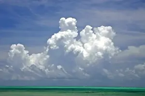 Caribbean Prints: Cumulonimbus clouds and thunderstorm approaching beach at Grand Bahama Island, Bahamas