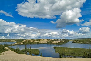 Territory Gallery: Cumulus clouds float above lakes, Northwest