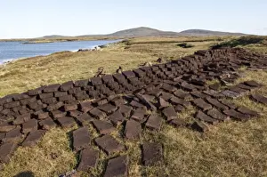 Cut peat - left to dry for domestic fires - North Uist - Outer Hebrides - Scotland