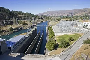 Electric Prints: Dam - View of Roxburgh Dam New Zealands earliest hydroelectric dam built between 1949