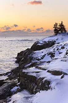 Boulder Gallery: Dawn over the Atlantic Ocean in winter as