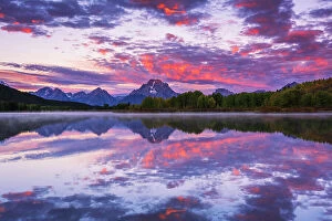 Bend Gallery: Dawn light over the Tetons from Oxbow Bend, Grand