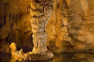Devils Spring - a natural underground spring with ornate cave formations and colums of stalagmites rising out of