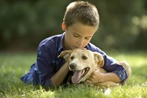 Dog - mongrel with young boy