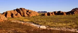 Domes and Piccaninny creek - panoramic view of famous, banded sandstone domes and dried-up riverbed of Piccaninny Creek
