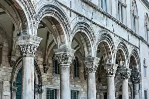 Arch Gallery: Dubrovnik, Croatia. Ornate columns at Sponza Palace