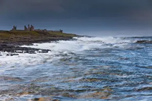 Storms Prints: Dunstanburgh Castle - stormy North Sea - autumn - Northumberland National Park - England