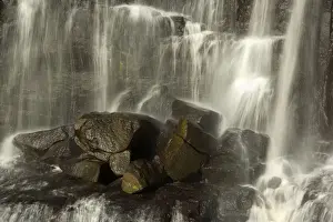 Ebor Falls - detail of the falling waters of the upper section of this stunning waterfall which finally plunges into a hugh pool, surrounded by sheer cliffs