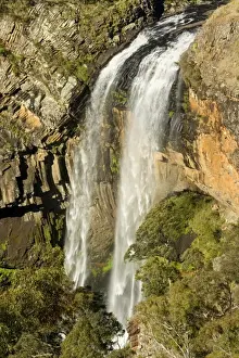 Ebor Falls - lower section of this stunning waterfall which finally plunges into a hugh pool, surrounded by sheer cliffs. The surrounding vegetation is mostly eucalypt forest - Guy Fawkes River National Park, New South Wales, Australia