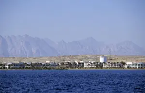 Egypt Prints: Egypt - Red Sea shore near Hurghada town with a distant view into Arabian desert