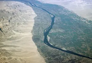 Middle East Prints: Egypt River Nile, near Luxor (aerial)