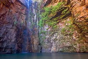 Waterfalls Prints: Emma Gorge Waterfall - water plunges down a steep cliff into a picturesque plunge pool in Emma Gorge which is located