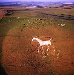 England - Aerial view Alton Barnes White Horse
