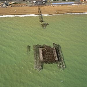 Burnt Gallery: England - Aerial view, Brighton West Pier - having