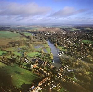 England - Aerial view, Goring and River Thames, Oxfordshire