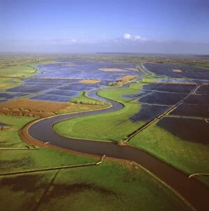 England - Aerial view of the River Tone in flood