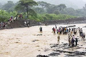 Ethiopia - flooding in the river Awassa between