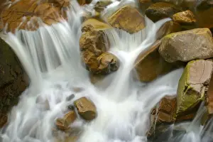 Tranquillity Prints: Etive river cascades water flowing over red rocks Etive River