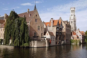 Europe, Belgium, Bruges. Scenic Rozenhoedkaai