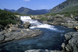 Europe, Norway, Andalsnes. River in mountains