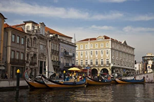 Europe, Portugal, Aveiro. Moliceiro boats