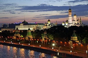 Europe, Russia, Moscow. Dusk at the Kremlin