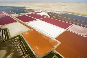 Evaporation ponds for the commercial extraction of sea salt - Near Swakopmund - Namib Deser - Atlantic Coast - Namibia - Africa