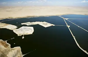 Evaporation ponds for the commercial extraction of sea salt - Near Swakopmund - Namib Deser - Atlantic Coast - Namibia - Africa