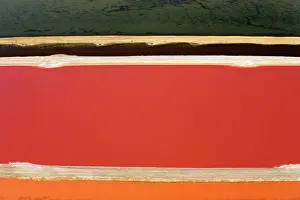 Commercial Prints: Evaporation ponds for the commercial extraction of sea salt - showing the bright resulting colours - Near Swakopmund