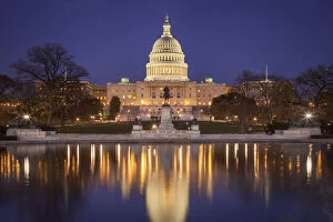 Evening below the US Capitol Building, Washington